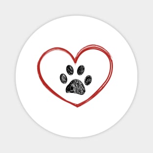 Heart with paw print. Happy Valentine's day design Magnet